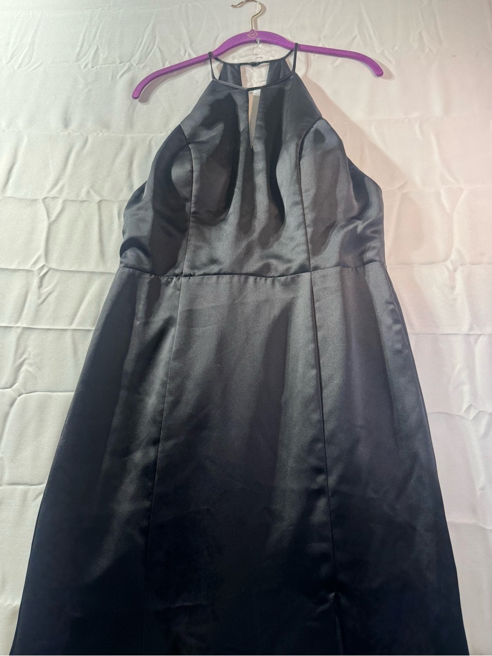 Amsale 12 Black Halter Satin Prom Dress